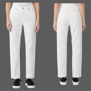 Eileen Fisher High Waist‎ Slim Leg Jeans in White Made in Portugal